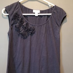 Loft Tank Top M Medium Navy Blue With Flowers